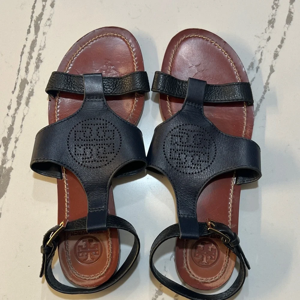 Tory Burch Black Leather Sandals size 7.5M